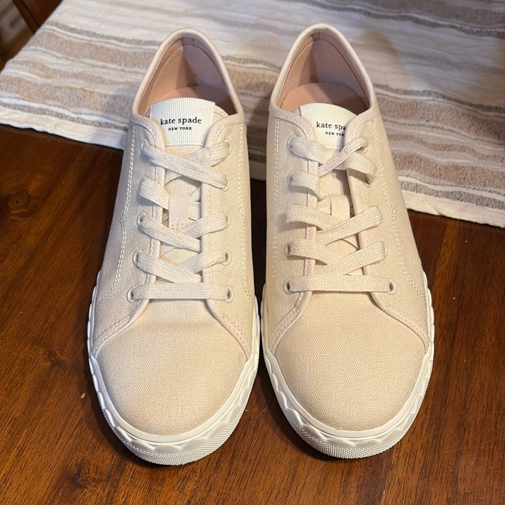 kate spade Cream Canvas Sneakers